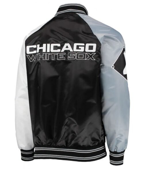 Chicago White Sox Reliever Raglan Full-Snap Black and Silver Jacket - Image 2