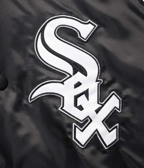 Chicago White Sox Reliever Raglan Full-Snap Black and Silver Jacket - Image 4