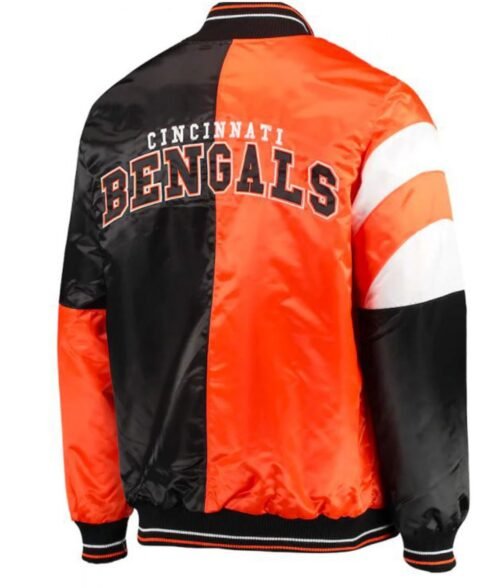 Cincinnati Bengals Starter Black and Orange Satin Jacket - Image 2