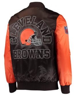 Cleveland Browns Locker Room Throwback Brown and Orange Satin Jacket