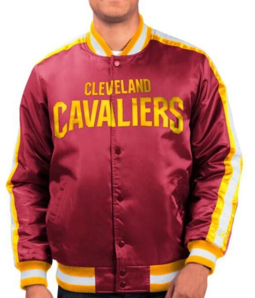 Starter Cleveland Cavaliers Maroon Satin Jacket - Image 4