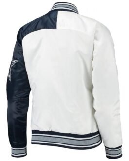 Starter Dallas Cowboys Endzone White and Blue Satin Jacket