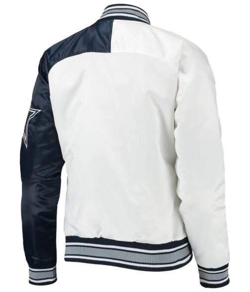 Starter Dallas Cowboys Endzone White and Blue Satin Jacket - Image 2