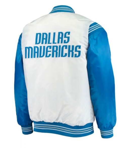 Dallas Mavericks Starter Blue and White Satin Jacket - Image 2