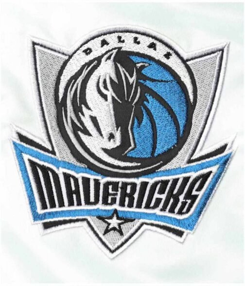 Dallas Mavericks Renegade Full-Snap White and Blue Satin Jacket - Image 5