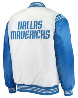 Dallas Mavericks Renegade Full-Snap White and Blue Satin Jacket