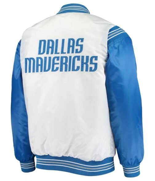 Dallas Mavericks Renegade Full-Snap White and Blue Satin Jacket - Image 2