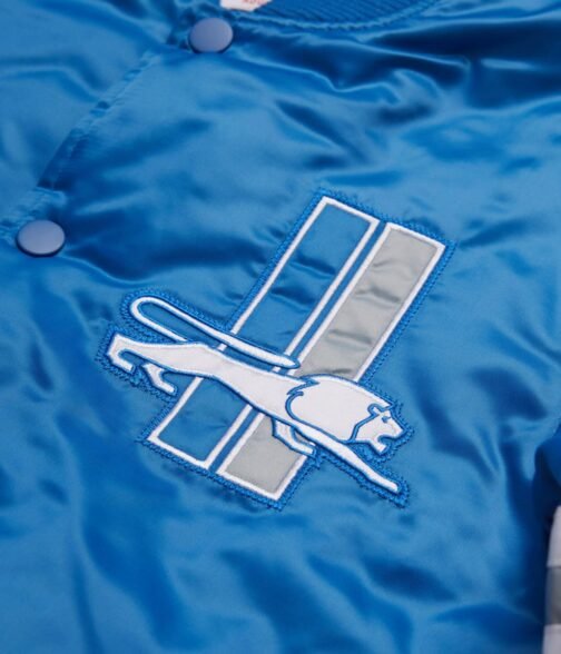 Detroit Lions Bomber Satin Light Blue Jacket - Image 2