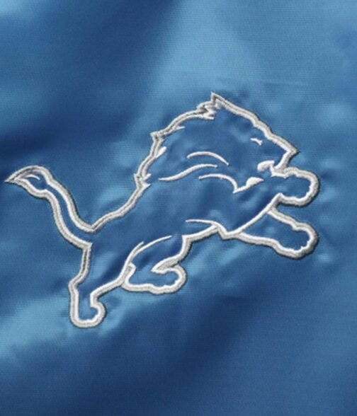 Detroit Lions Leader Varsity Satin Blue/Gray Full-Snap Jacket - Image 4