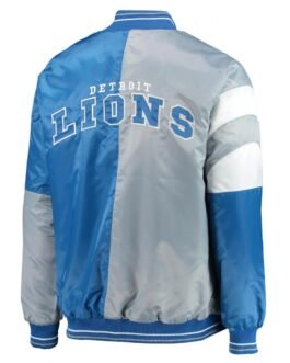 Detroit Lions Leader Varsity Satin Blue/Gray Full-Snap Jacket