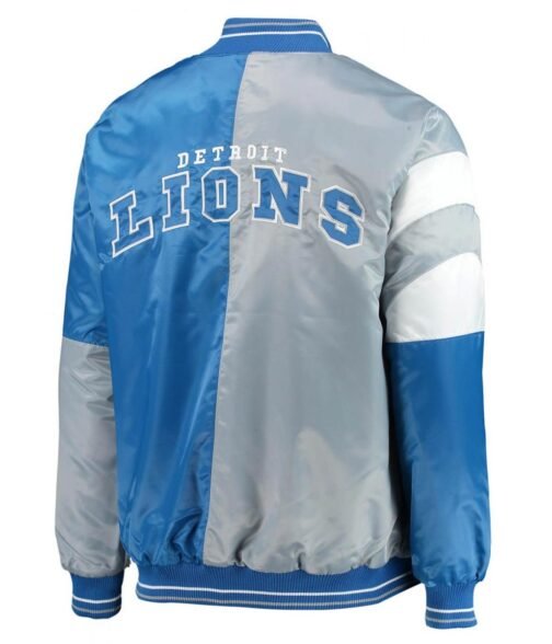 Detroit Lions Leader Varsity Satin Blue/Gray Full-Snap Jacket - Image 2