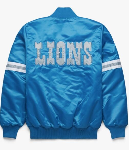 Detroit Lions Bomber Satin Light Blue Jacket - Image 3