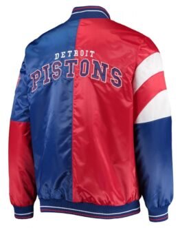 Detroit Pistons Leader Full-Snap Red and Blue Satin Jacket