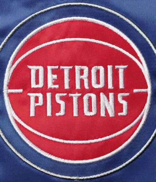 Detroit Pistons Leader Full-Snap Red and Blue Satin Jacket - Image 4