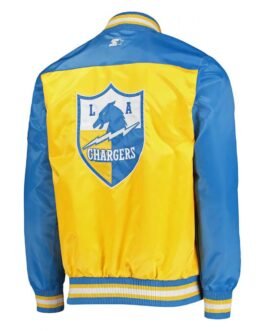 Starter LA Chargers The Tradition II Varsity Satin Blue and Gold Jacket