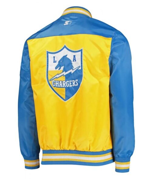 Starter LA Chargers The Tradition II Varsity Satin Blue and Gold Jacket - Image 2