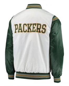 White/Green Green Bay Packers Historic Renegade Satin Jacket