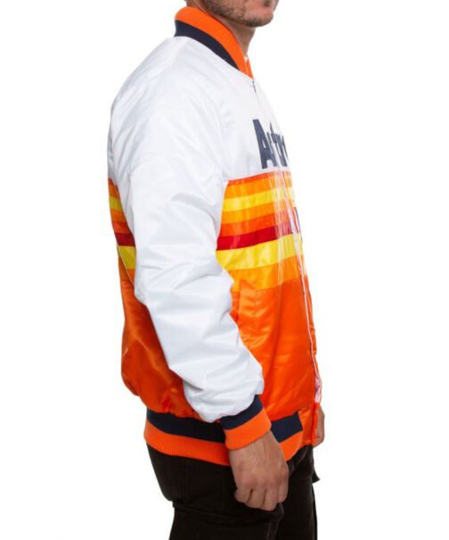 Houston Astros White and Orange Satin Jacket - Image 4