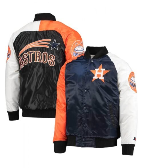 Houston Astros Navy/Orange Satin Tri-Color Jacket - Image 3