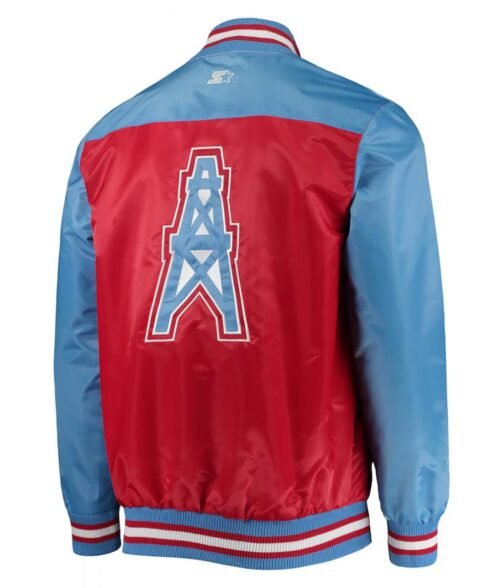Houston Oilers Gridiron Classics The Tradition II Red Varsity Satin Jacket - Image 2