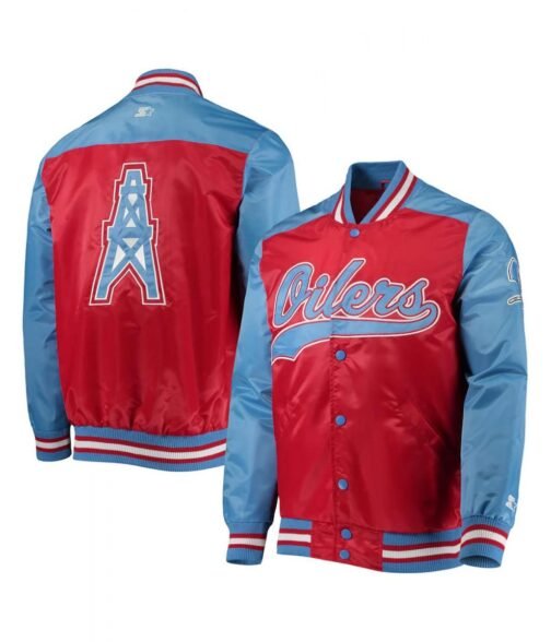 Houston Oilers Gridiron Classics The Tradition II Red Varsity Satin Jacket - Image 3