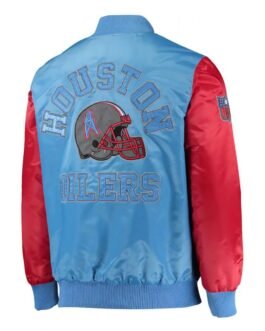 Houston Oilers Locker Room Throwback Light Blue and Red Jacket