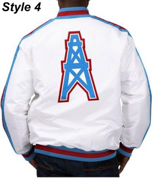 Bomber Houston Oilers Light Blue Satin Jacket - Image 9