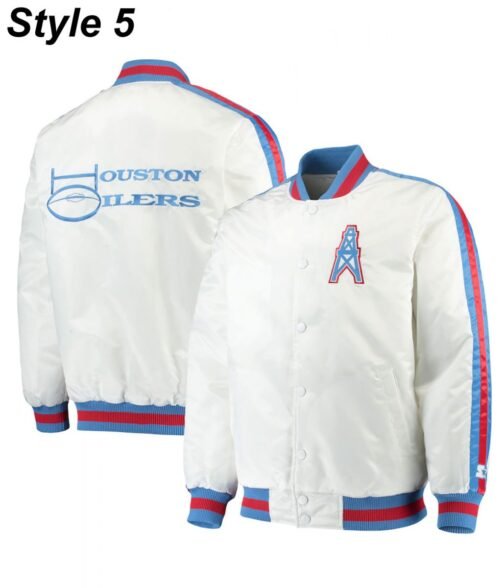 Bomber Houston Oilers Light Blue Satin Jacket - Image 12