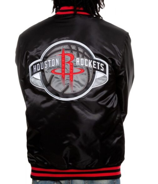 Bomber Houston Rockets Satin Black Jacket - Image 2