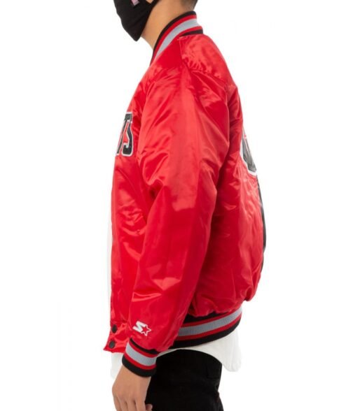 Starter Houston Rockets Satin Bomber Red and Black Jacket - Image 5