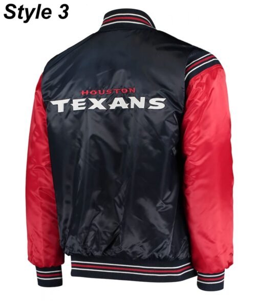 Houston Texans Navy Blue Satin Bomber Jacket - Image 7