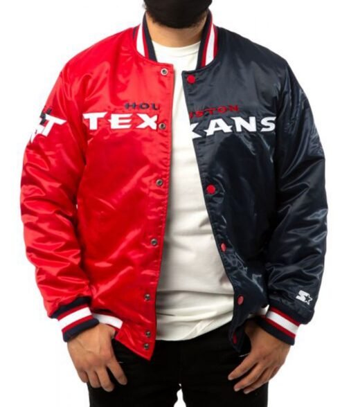 Houston Texans Starter Satin Red and Navy Blue Jacket - Image 2