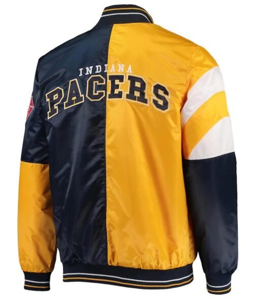Indiana Pacers 75th Anniversary Leader Color Block Satin Varsity Jacket - Image 2