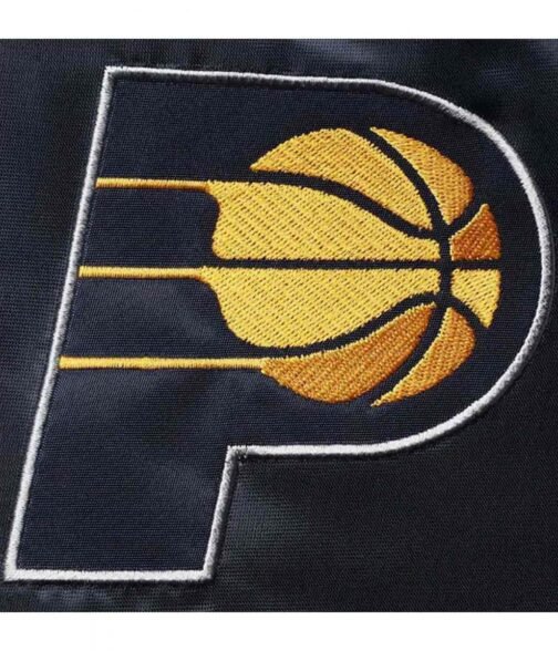 Indiana Pacers 75th Anniversary Leader Color Block Satin Varsity Jacket - Image 4
