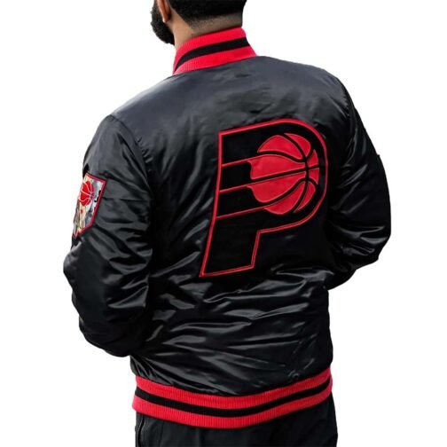 Black Indiana Pacers Satin Jacket - Image 2