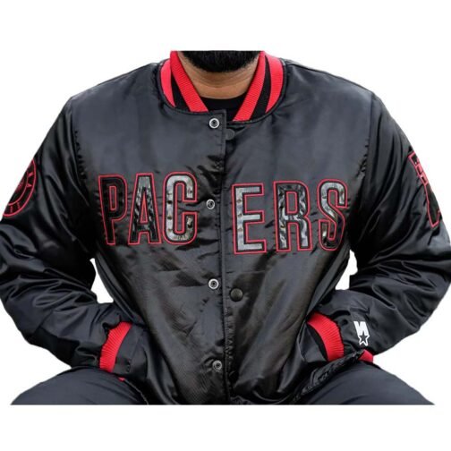 Black Indiana Pacers Satin Jacket - Image 3