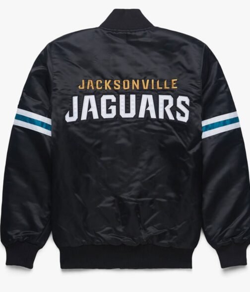 Bomber Jacksonville Jaguars Satin Black Jacket - Image 2