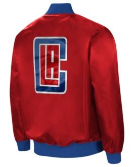Starter LA Clippers Bomber Red Satin Jacket