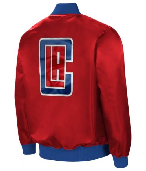 Starter LA Clippers Bomber Red Satin Jacket - Image 2