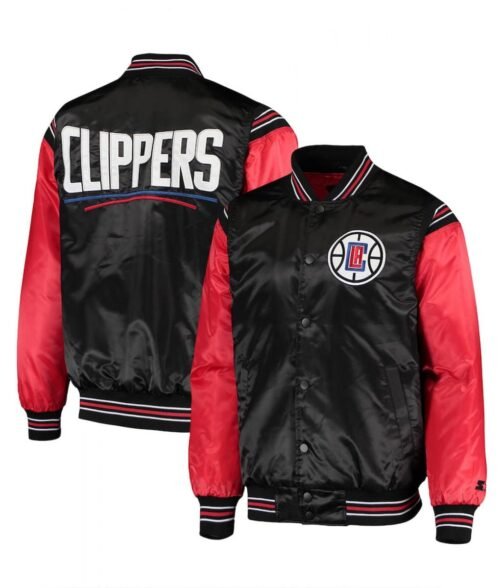 Los Angeles Clippers The Enforcer Satin Black and Red Jacket - Image 4