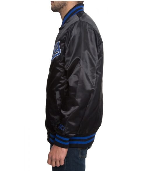 LA Dodgers Black Blue Patches Satin Jacket - Image 4