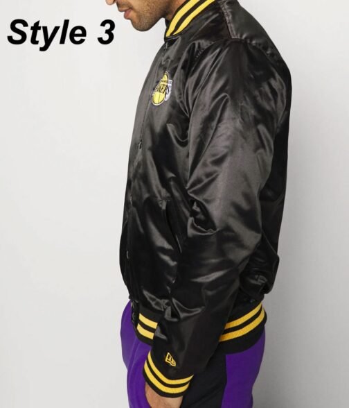 Bomber LA Lakers Purple Satin Jacket - Image 10