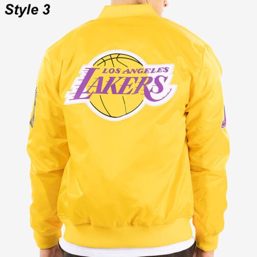 Los Angeles Lakers Satin Bomber Yellow Jacket - Image 6