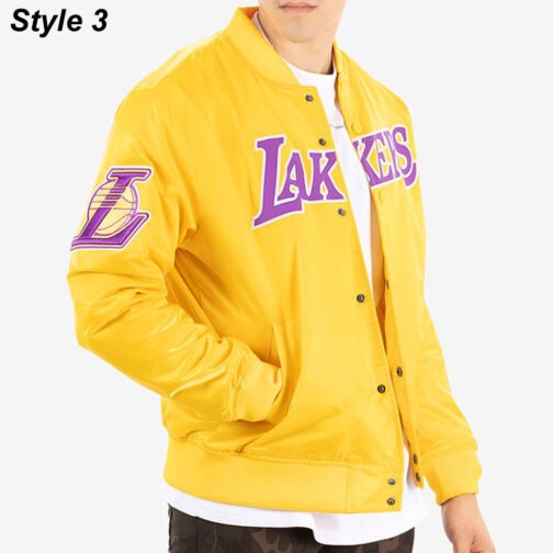 Los Angeles Lakers Satin Bomber Yellow Jacket - Image 7