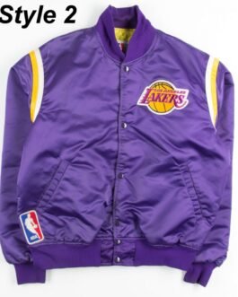 Bomber LA Lakers Purple Satin Jacket