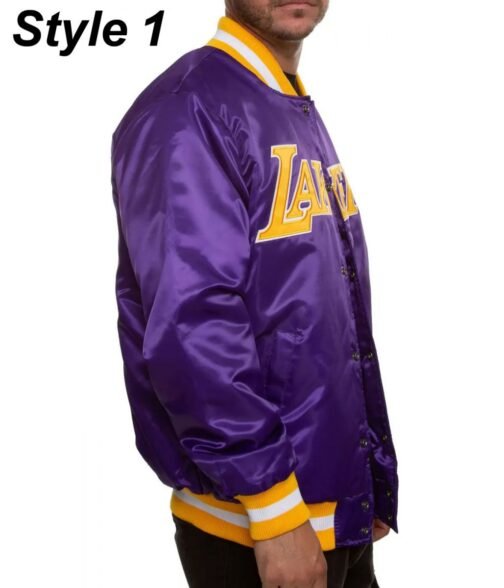 Bomber LA Lakers Purple Satin Jacket - Image 8