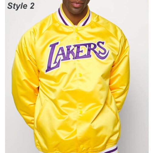 Los Angeles Lakers Satin Bomber Yellow Jacket - Image 10