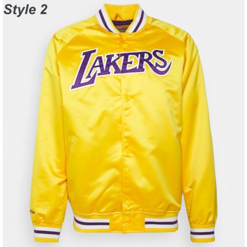 Los Angeles Lakers Satin Bomber Yellow Jacket - Image 11