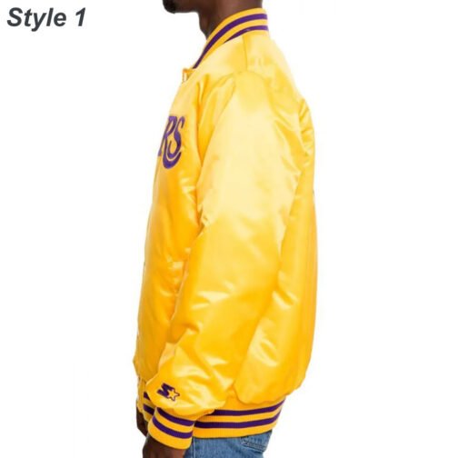 Los Angeles Lakers Satin Bomber Yellow Jacket - Image 12