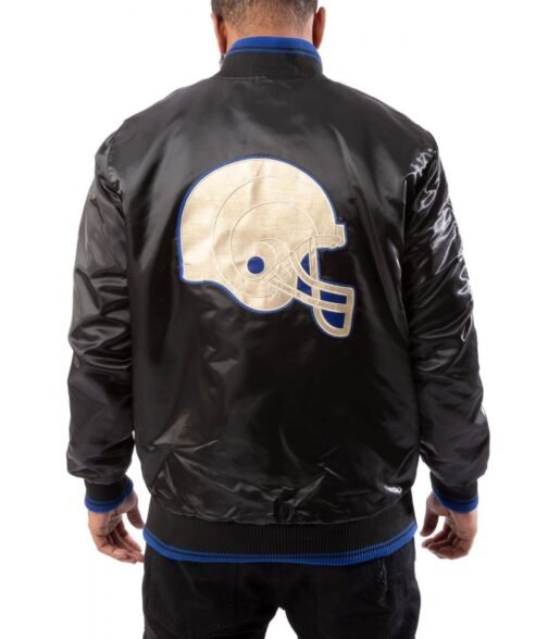 Los Angeles Rams Satin Bomber Black Jacket - Image 2